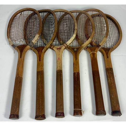 313 - SIX VINTAGE TENNIS RACKETS