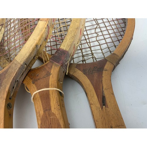 313 - SIX VINTAGE TENNIS RACKETS