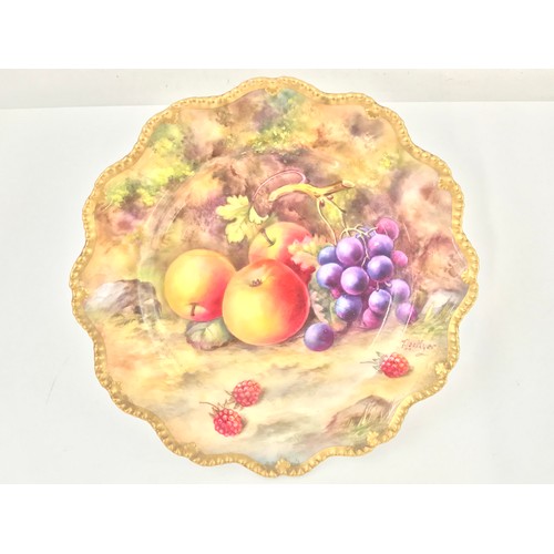 41 - ROYAL WORCESTER CABINET PLATE PAINTED STILL LIFE FRUIT, T LOCKYER – HAIRLINE CRACK