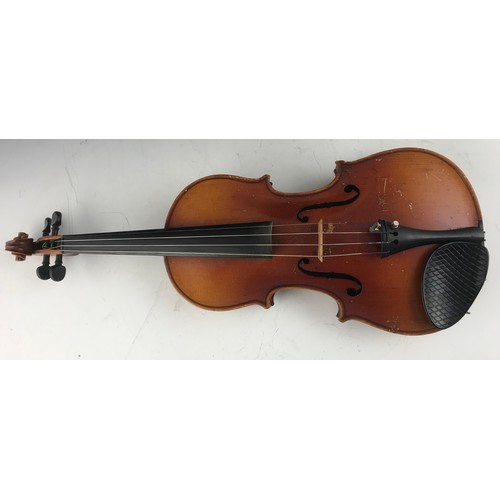 309 - CASED VIOLIN WITH BOW INTERNAL PAPER LABEL ANTONIUS STRADIVARIUS CREMONENSIS