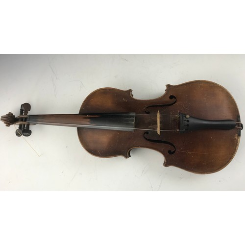 308 - CASED VIOLIN WITH BOW INTERNAL PAPER LABEL ANTONIUS STRADIVARIUS CREMONENSIS