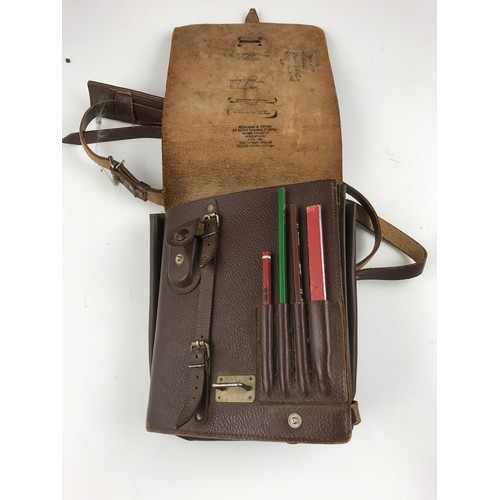 185 - VARIOUS CANVAS AND LEATHER MILITARY POUCHES AND CONTENTS