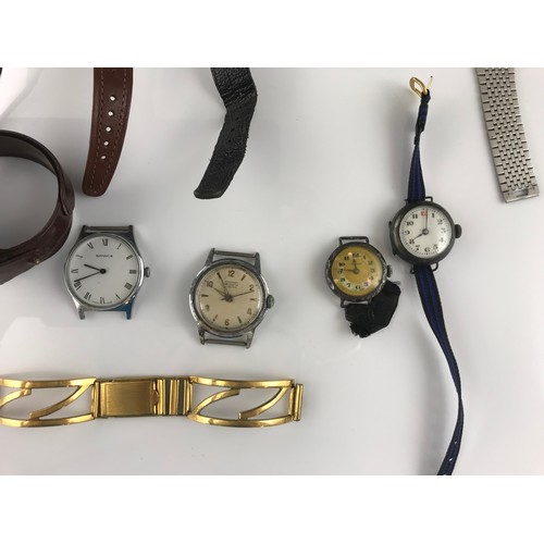 472 - MISC. VINTAGE WATCHES TOGETHER WITH A MILITARY ISSUE POCKET WATCH