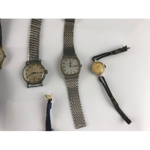 472 - MISC. VINTAGE WATCHES TOGETHER WITH A MILITARY ISSUE POCKET WATCH