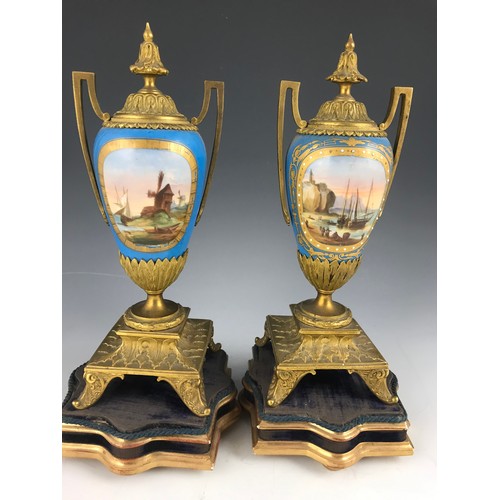 269 - VERY IMPRESSIVE FRENCH CLOCK GARNITURE, LATE 19TH CENTURY SILVERED GILT METAL AND PORCELAIN, THE CLO... 