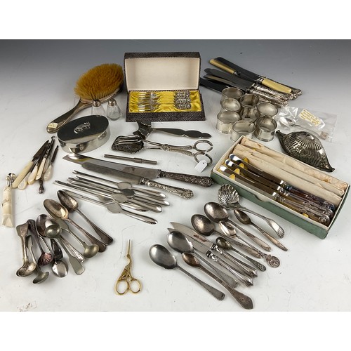 335 - LARGE QTY. SILVER PLATED WARE INC. FLATWARE, SILVER HANDLED KNIVES ETC.