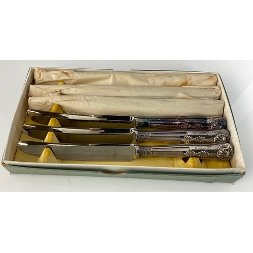 335 - LARGE QTY. SILVER PLATED WARE INC. FLATWARE, SILVER HANDLED KNIVES ETC.