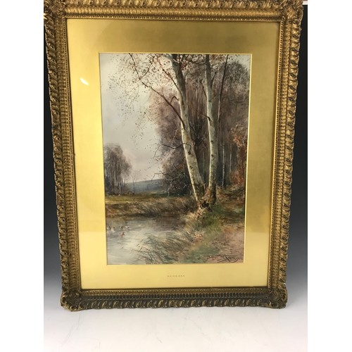 25 - HENRY CHARLES FOX  RBA  (1855 TO 1929) A COUNTRY SCENE  54CM X 37 IN GILT FRME WATERCOLOUR DATED 190... 