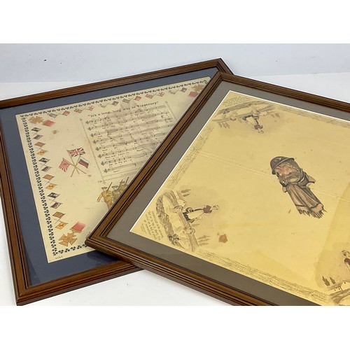 223 - 2 SILK HANDKERCHIEFS IN GLAZED FRAMES, BAIRNFATHER PUBLISHED BY THE BYSTANDER AND ‘ITS A LONG WAY TO... 