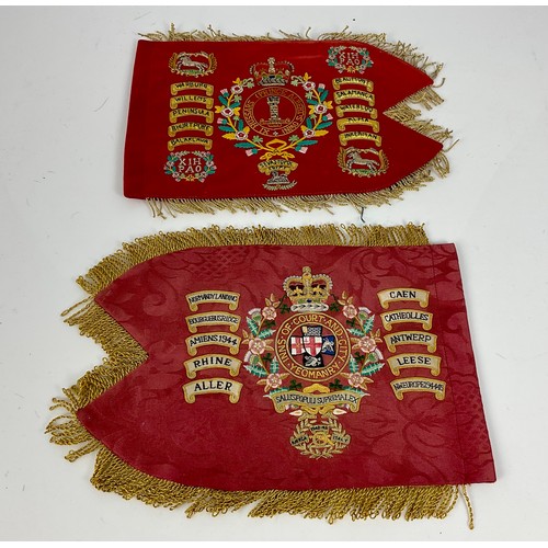 219 - 2 EMBROIDERED MILITARY PENNANTS WITH BATTLE HONOURS, PRINCE ALBERT’S OWN XI HUSSARS AND INNS OF COUR... 