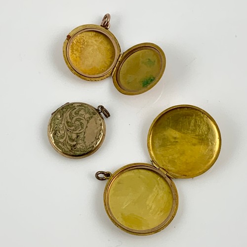 598 - 3, 9ct GOLD LOCKETS, APPROX. 18.5 g gross