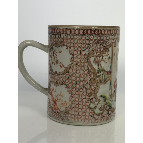 92 - LATE 18TH CENTURY CANTONESE EXPORT PORCELAIN  TANKARD  12cm TALL