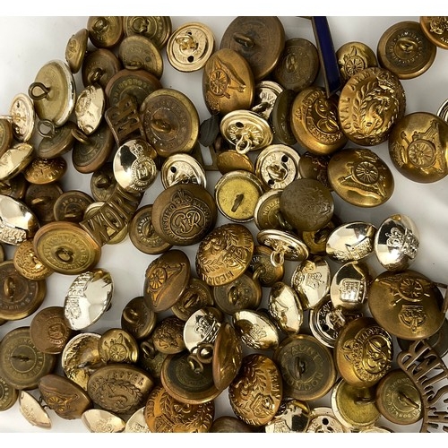 228 - LARGE QTY. MILITARY BUTTONS, BUCKLES ETC.