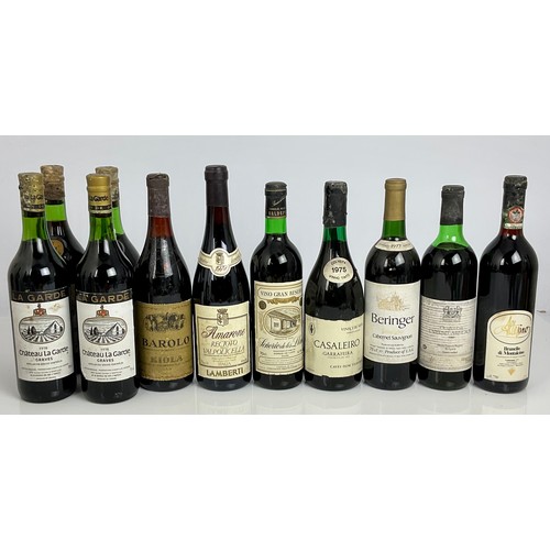 97 - MISC. WINE TO INC. 4 BOTTLES 1975 CHATEAU LA GARDE, 1974 KIOLA BAROLA TOGETHER WITH OTHER RED WINES ... 