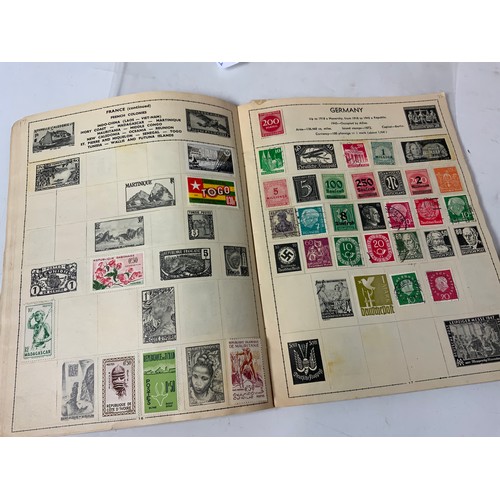 353 - SMALL HUNTER STAMP ALBUM, ADDITIONAL LOOSE ON PAPER, 6 PRESENTATION PACKS WITH FACE VALUE.