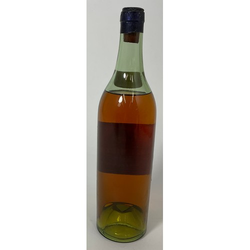 31 - BOTTLE OF MARTELL COGNAC THREE STAR BRANDY, NON SPRING CAP BLUE, LABEL, PROBABLY 1930'S. OLD BLUE IN... 