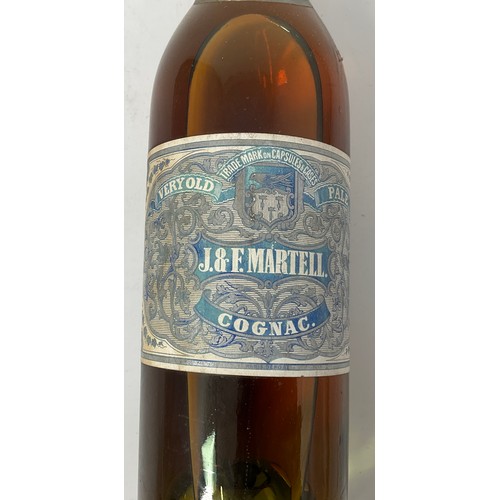 31 - BOTTLE OF MARTELL COGNAC THREE STAR BRANDY, NON SPRING CAP BLUE, LABEL, PROBABLY 1930'S. OLD BLUE IN... 