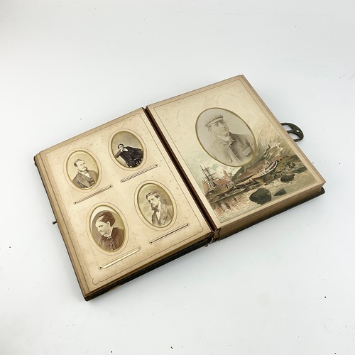 299 - VINTAGE POSTCARD BOOK, WITH CLIP TO SIDE, SELECTION OF VICTORIAN & EDWARDIAN PORTRAITS, MISSING SPIN... 