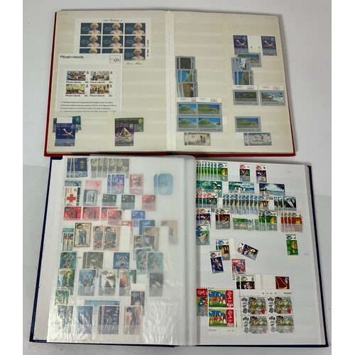 372 - STAMP INTEREST PITCAIRN ISLANDS AND FIJI IN 2 X 16 PAGE STOCKBOOKS DUPLICATED UM, M AND U STAMPS & M... 