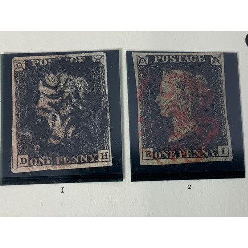 417 - STAMP INTEREST, A STOCK CARD WITH 4 MARGIN 1d BLACK, (PENNY BLACK) AND A 1840 2d 3 GOOD MARGINS , 4t... 