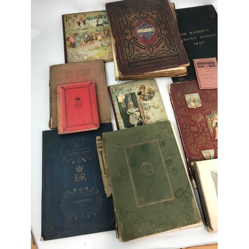 215 - MISC. BOOKS INC. CASSELLS NEW ATLAS 6TH ED. CRUIKSHANKS ‘MY SKETCH BOOK’ VOL. 1, ROYAL COMMEMORATIVE... 