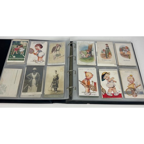 310 - LARGE QUANTITY OF TENNIS RELATED POSTCARDS INCLUDING LUCY MABEL ATWELL, ETC, ETC, (TWO ALBUMS)