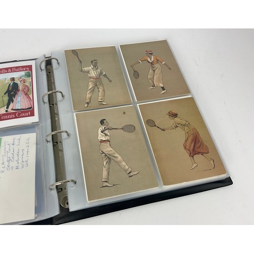 310 - LARGE QUANTITY OF TENNIS RELATED POSTCARDS INCLUDING LUCY MABEL ATWELL, ETC, ETC, (TWO ALBUMS)