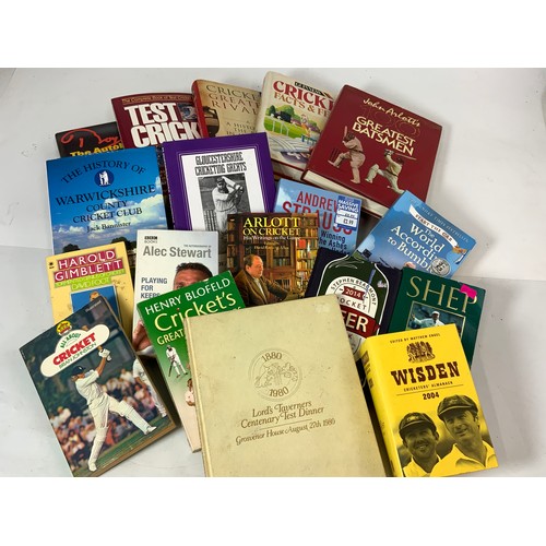 COLLECTION OF CRICKET BOOKS, WISDEN 2004, STICKY WICKET LORDS TAVERNERS ...