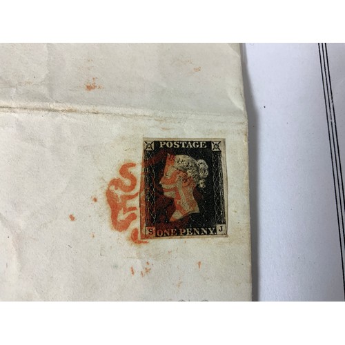 419 - STAMP INTEREST, GB 1840 1D PENNY BLACK, PLATE 2, ON COVER WITH RED MC, WORCESTER TO LUDLOW 16TH OCTO... 