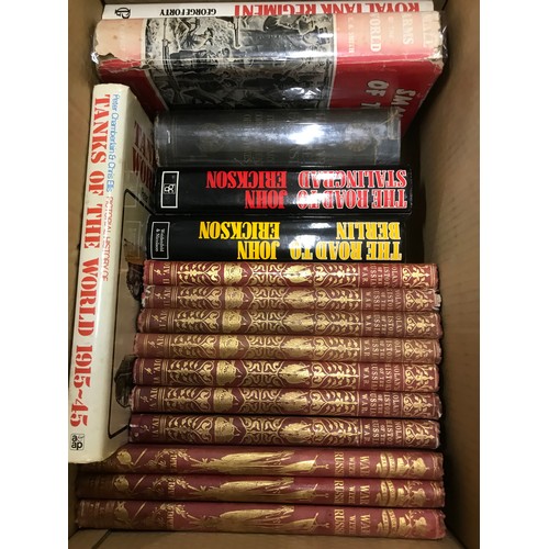 223 - TWO BOXES OF HARDBACK MILITARY BOOKS (APPROX. 40 IN TOTAL)