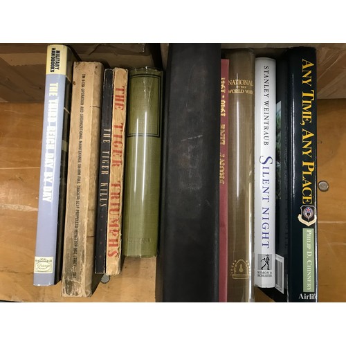 223 - TWO BOXES OF HARDBACK MILITARY BOOKS (APPROX. 40 IN TOTAL)