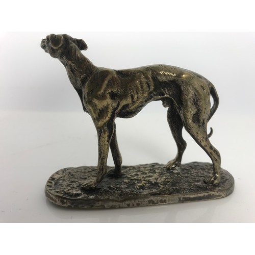 365 - SILVER PLATED CAST MODEL OF A GREYHOUND  6.5cm TALL