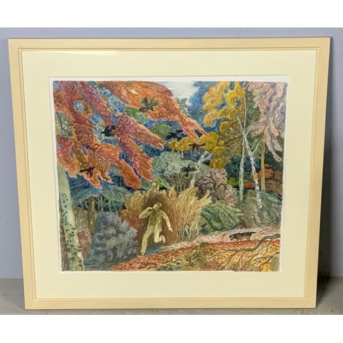 21 - JUNE BERRY RWSRE WATERCOLOUR ENTITLED “COMMOTION IN THE WOOD” BEARING BANKSIDE GALLERY RWS ANNUAL 20... 