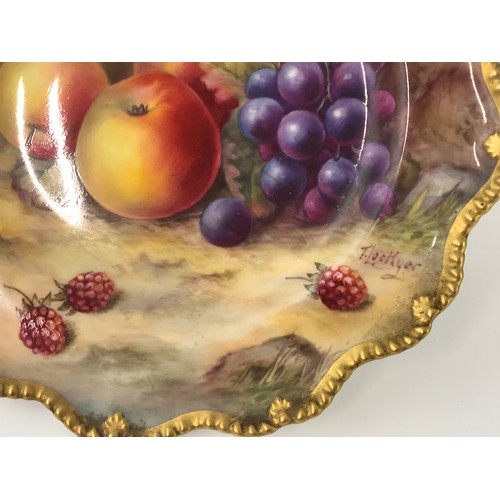 41 - ROYAL WORCESTER CABINET PLATE PAINTED STILL LIFE FRUIT, T LOCKYER – HAIRLINE CRACK