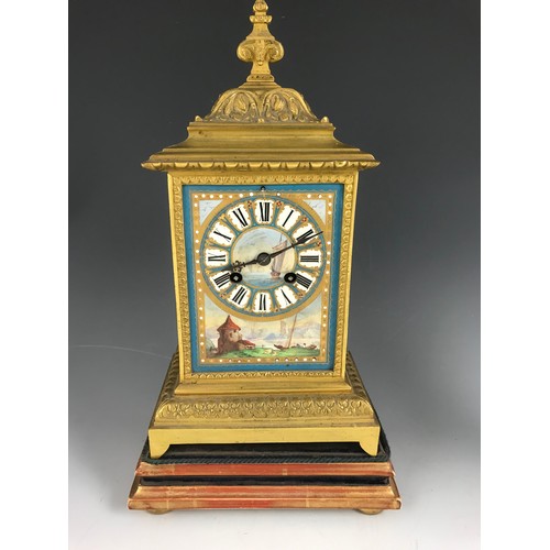 269 - VERY IMPRESSIVE FRENCH CLOCK GARNITURE, LATE 19TH CENTURY SILVERED GILT METAL AND PORCELAIN, THE CLO... 