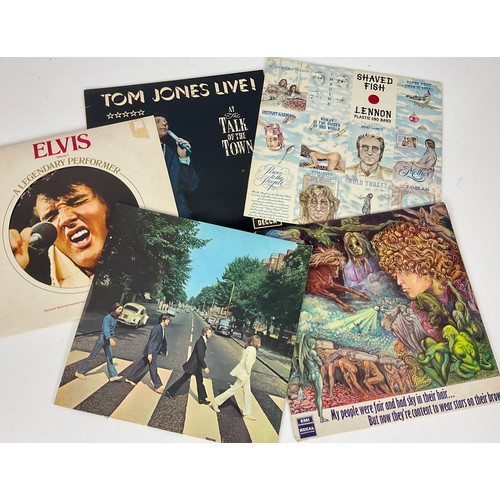 159 - MISC. 33 RPM ALBUMS INC. TYRANNOSAURUS REX, THE BEATLES ABBEY ROAD, JOHN LENNON SHAVED FISH, ELVIS- ... 