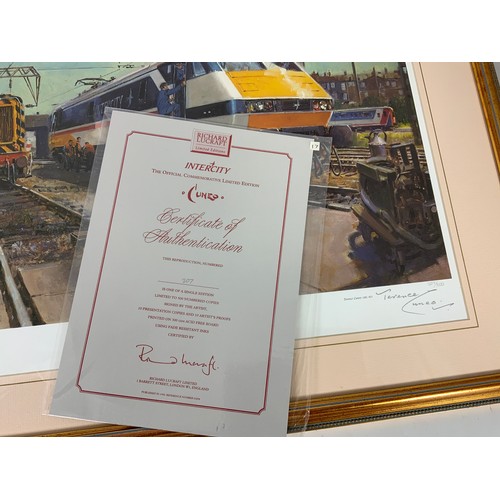 299 - FRAMED RAILWAY PRINT, TERENCE CUNEO LIMITED EDITION PRINT INTERCITY, 307/850, ALSO SIGNED BY CHRIS G... 