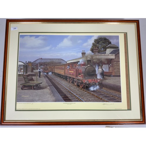 289 - FRAMED RAILWAY PRINT, MEMORIES OF METROLAND BY B J FREEMAN, SIGNED LIMITED EDITION PRINT 31/500, PUB... 