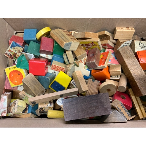 27 - BOX OF OLD WOODEN CHILDRENS BLOCKS ETC.