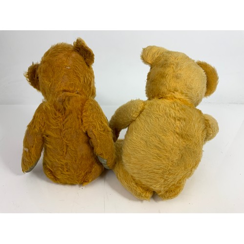 49 - TWO VINTAGE TEDDY BEARS, GOLDEN COLOUR, BLACK NOSE,  ONE WITH GROWL, BOTH APPROX. 40CM