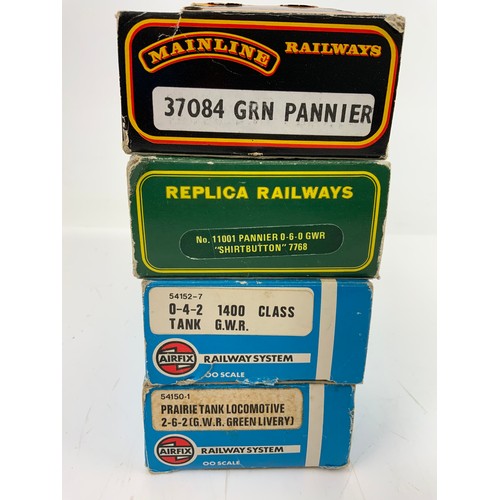 397 - AIRFIX PRAIRIE, 0-4-2 AUTO TANK, MAINLINE PANNIER & REPLICA SHIRT BUTTON PANNIER, ALL BOXED