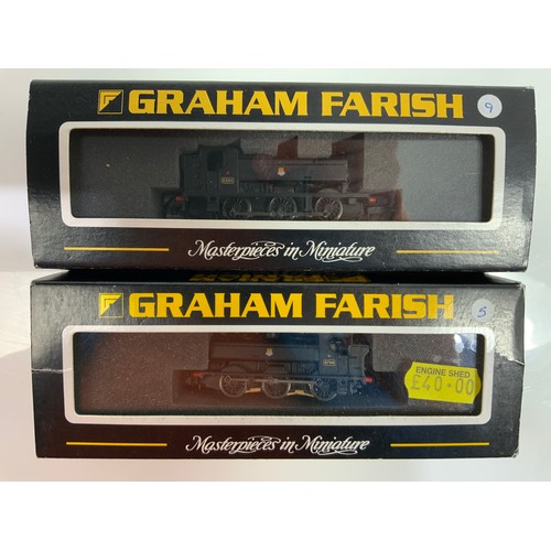 310 - 2 N GAUGE MODEL RAILWAY LOCOMOTIVES, GRAHAM FARISH 371950 94XX PANNIER 8424, 371-903 57XX PANNIER 57... 