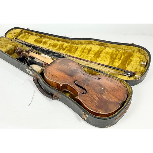 395 - VIOLIN AND BOW IN FITTED CASE AF