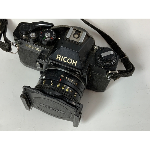 420 - CAMERA INTEREST, RICHO KR-10 SLR CAMERA, C-MACRO HNIMEX ZOOM LENS 80-200, SMALL TRIPOD, HANIMEX TZ85... 