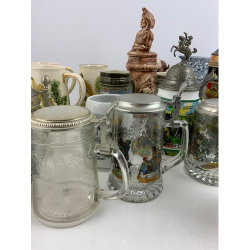 438 - COLLECTION OF STEINS & TANKARDS