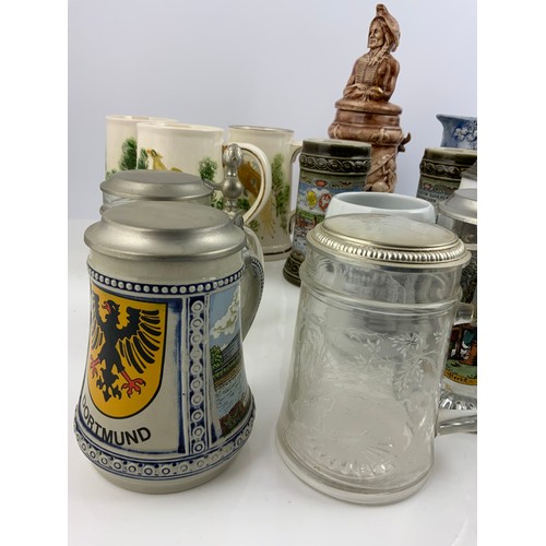 438 - COLLECTION OF STEINS & TANKARDS