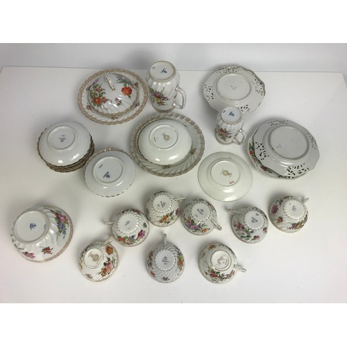 212 - DRESDEN PORCELAIN TEAWARE WITH FLORAL DECORATION INC JUGS, CUPS, SAUCERS