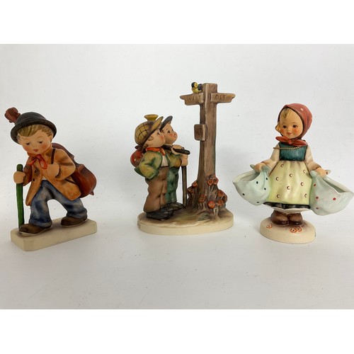 107 - 6 GOEBEL HUMMEL FIGURINES INC  CONFIDENTIALLY, CROSSROADS, LITTLE CELLIST TALLEST 17cm