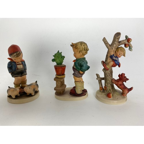 107 - 6 GOEBEL HUMMEL FIGURINES INC  CONFIDENTIALLY, CROSSROADS, LITTLE CELLIST TALLEST 17cm