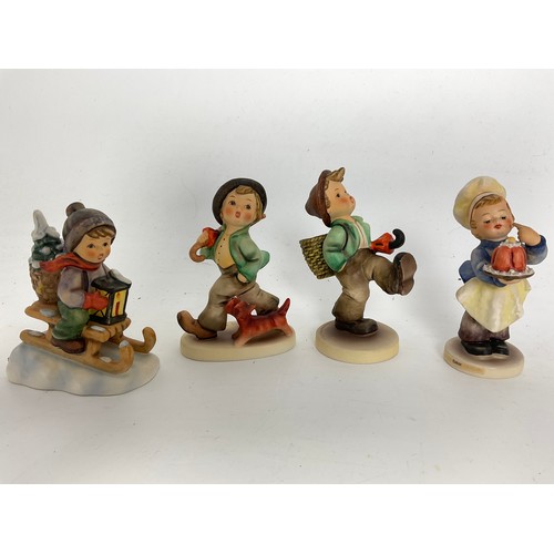 109 - 8 GOEBEL HUMMEL FIGURINES INC RIDE INTO CHRISTMAS, BAKER, WITH LOVING GREETINGS TALLEST  13cm